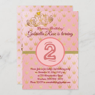 Cute Gold Crowns Girl's Birthday Party Invitation