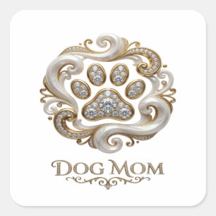 Cute Gold DOG MOM Sticker Print