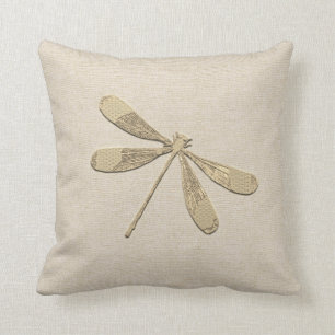 Cute Gold Dragonfly Monogrammed Cushion