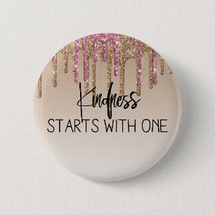 Cute Gold Dripping Glitter Inspirational 6 Cm Round Badge