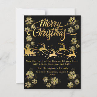 Cute Gold Elegant Lettering Merry Christmas Photo Holiday Card