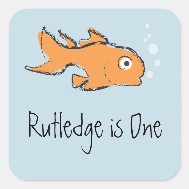 Cute Gold Fish Square Sticker (Front)