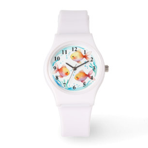 Cute Gold Fish Watercolor Nautical Sea Golfish Watch