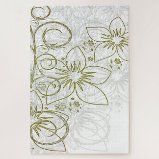 Cute Gold Floral Flowers Puzzles 