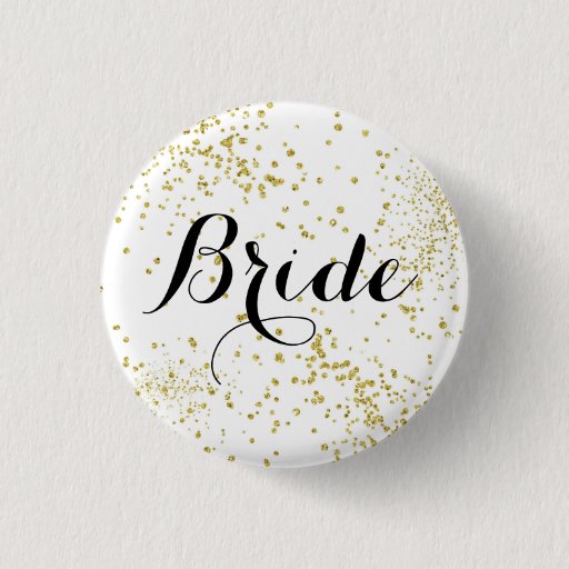 Image of Cute Gold Glitter Bride Button