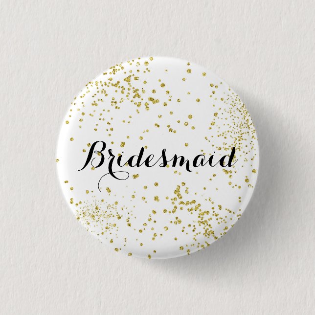 Cute Gold Glitter Bridesmaid Button (Front)