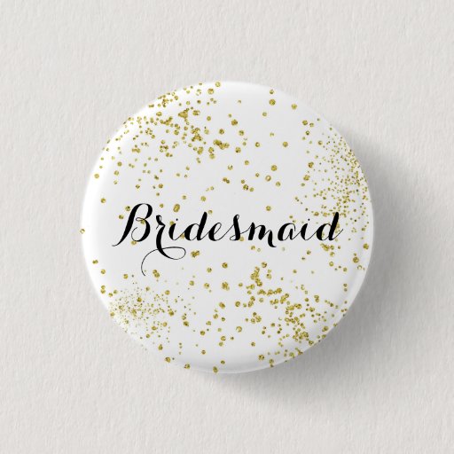 Image of Cute Gold Glitter Bridesmaid Button
