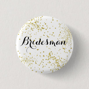Cute Gold Glitter Bridesman Button