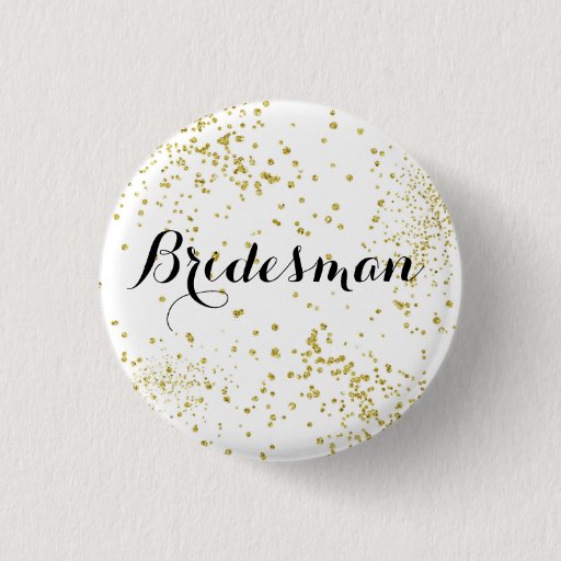 Image of Cute Gold Glitter Bridesman Button