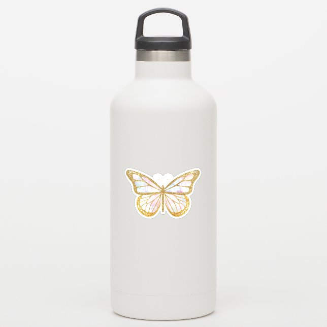 Cute Gold Glitter Butterfly Sticker (Waterbottle)