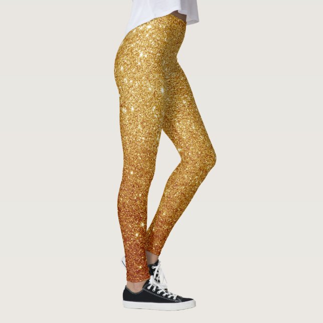 Cute Gold Glitter | Gold Leggings Women's (Right)