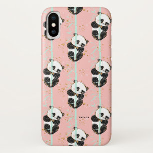 Cute Gold Glitter Kawaii Panda Pattern Case-Mate iPhone Case