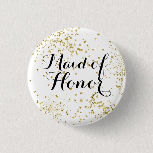 Image of Cute Gold Glitter Maid of Honour Button