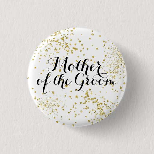 Image of Cute Gold Glitter Mother of the Groom Button