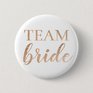 Cute Gold Glitter Team Bride Badge Button