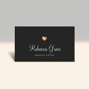 Cute Gold Heart Black Beauty Consultant Business Card
