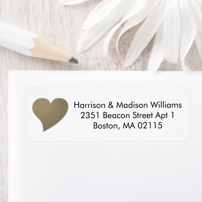 Cute gold heart custom Return Address (Insitu)
