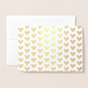 Cute gold hearts pattern minimalist modern elegant foil card