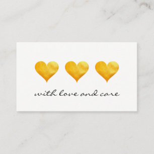 Cute Gold Hearts Thank You Business Card