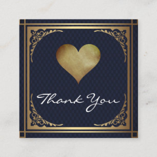 Cute Gold Hearts Thank You Gold Ornate Border Discount Card