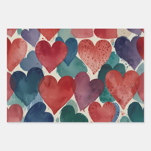 Cute Gold Hearts Wrapping Paper  (Front)