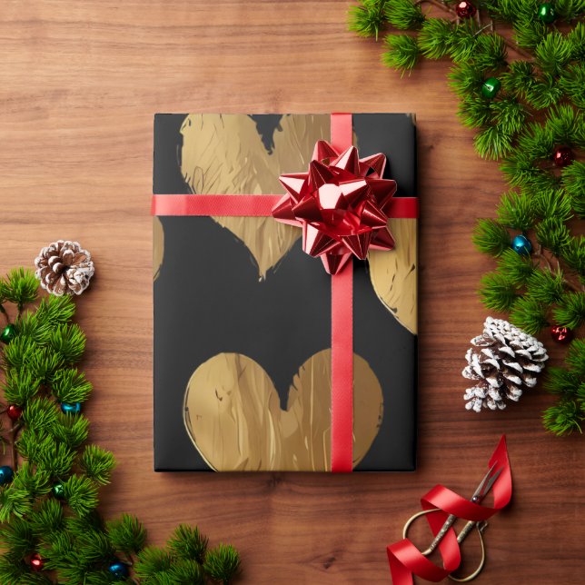 Cute Gold Hearts  Wrapping Paper (Holiday Gift)