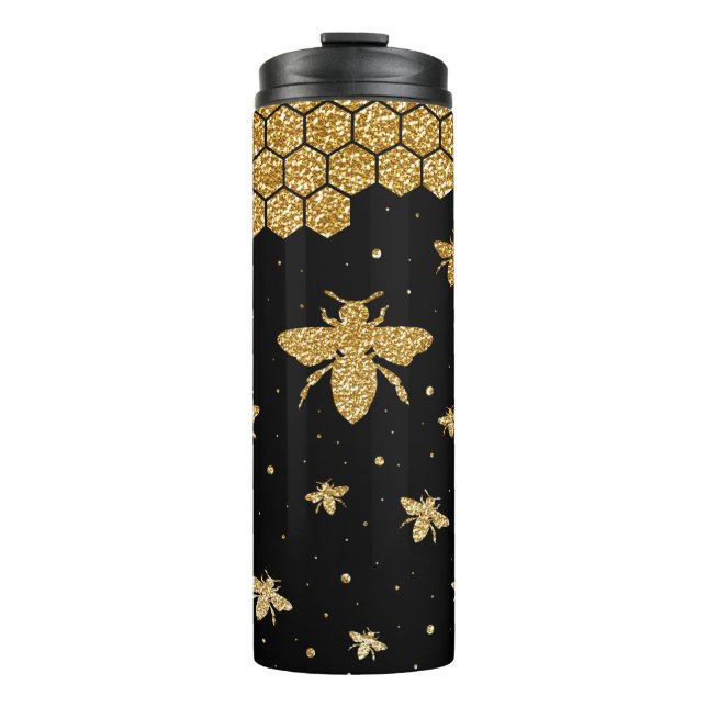Cute Gold Honey Bee Thermal Tumbler (Front)