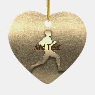 Cute Gold Jogger Athletics Marathon Ceramic Tree Decoration