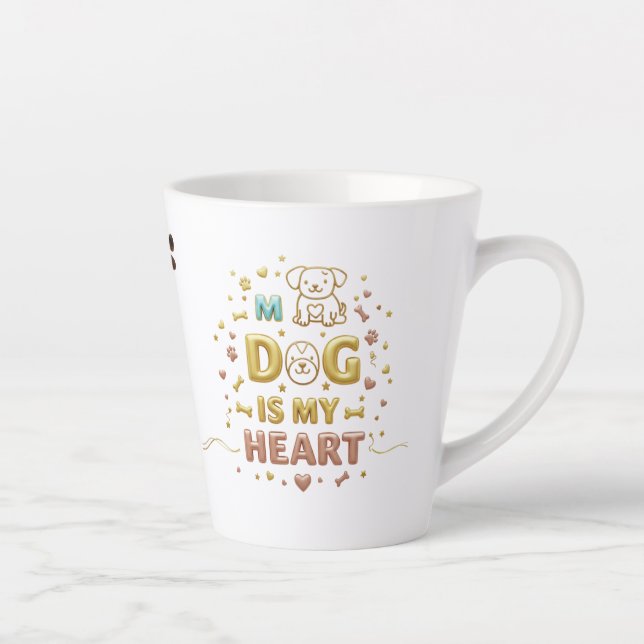 Cute Gold Lettering Small Latte Mug (Right)