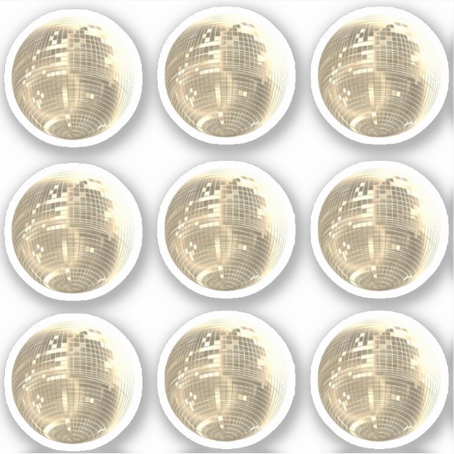 Cute Gold Mirror ball 9 Sticker Set (Front)