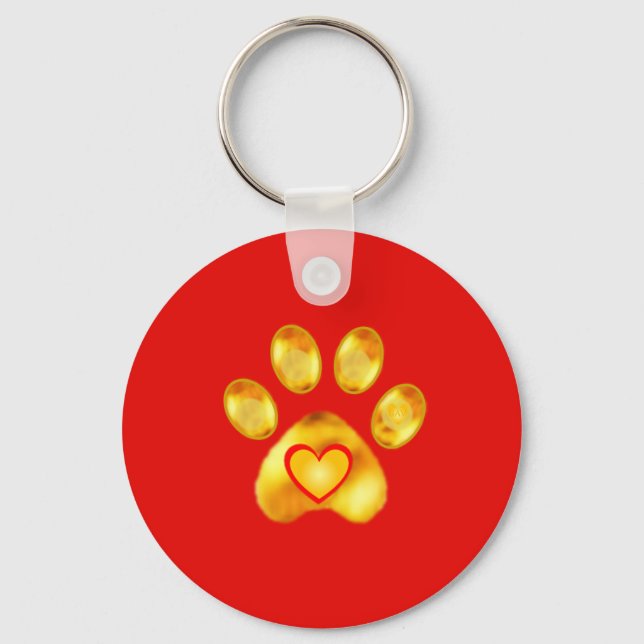 Cute Gold Paw Key Ring (Front)