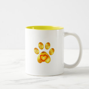 Cute Gold Paw Two-Tone Coffee Mug