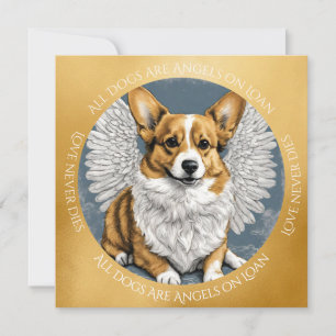 Cute Gold  Pembroke Corgi Angel Sympathy Thank You Card
