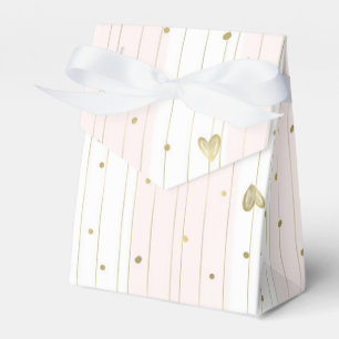 Cute Gold & Pink Hearts Favour Box