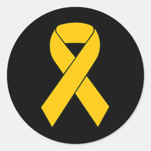 Cute Gold Ribbon Childhood Cancer Awareness Women  Classic Round Sticker