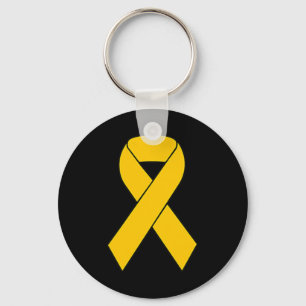 Cute Gold Ribbon Childhood Cancer Awareness Women Key Ring