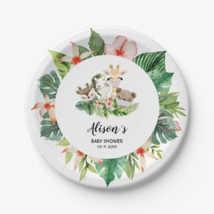 Cute Gold Safari Friends   Baby Shower Paper Plate
