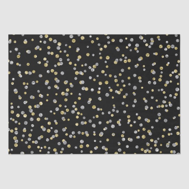 cute gold silver dots pattern New Years Tissue Paper (Front)