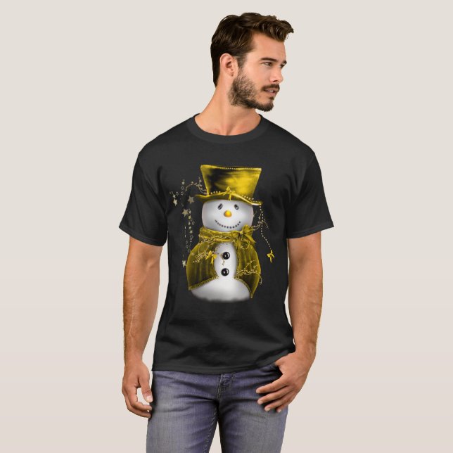 Cute Gold Snowman T-Shirt (Front Full)