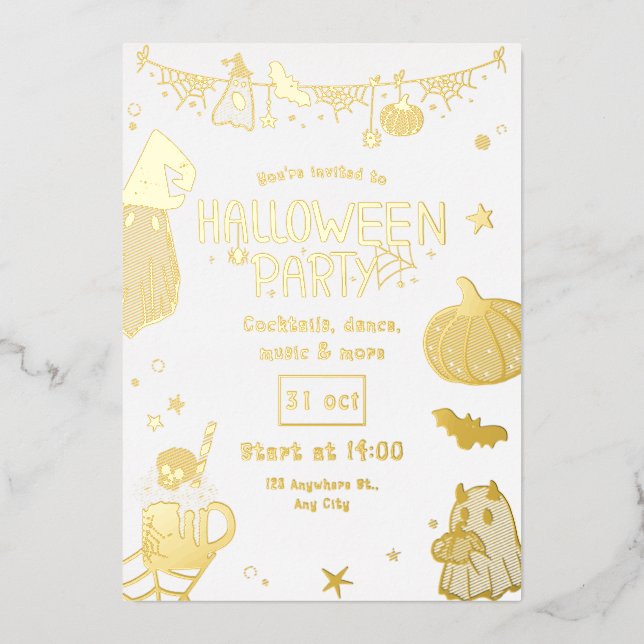 Cute Gold Spooky  Halloween Party (Front)