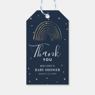 Cute Gold Star & Rainbow Baby Shower Thank You Gift Tags