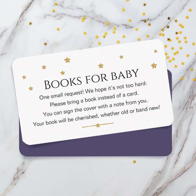 Cute Gold Stars Books For Baby Request Enclosure Card (Creator Uploaded)