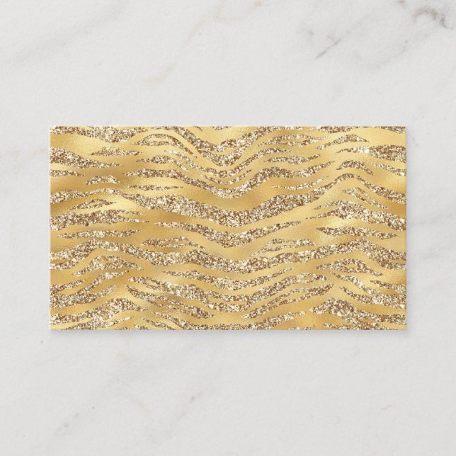 Cute Gold Tiger Skin Print Pattern Animal Lover Business Card (Front)