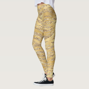 Cute Gold Tiger Skin Print Pattern Animal Lover Leggings