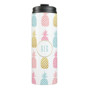 Cute Gold Tropical Pineapple Monogram Tumbler