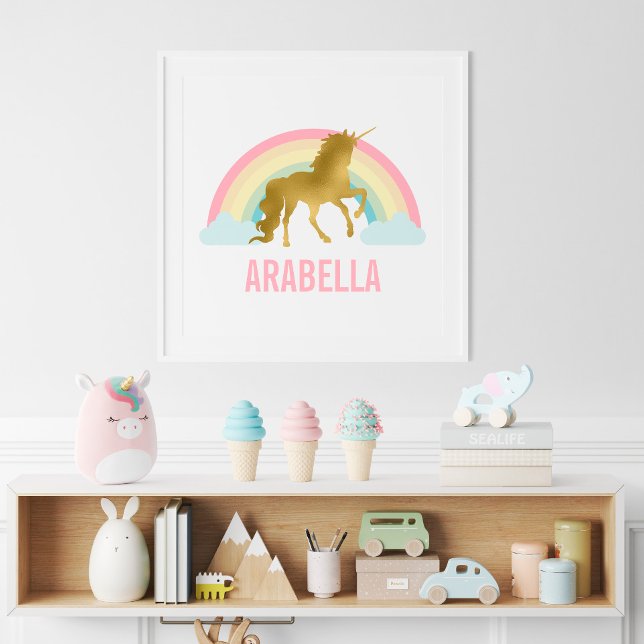 Cute Gold Unicorn Girl's Room Poster (Creator Uploaded)