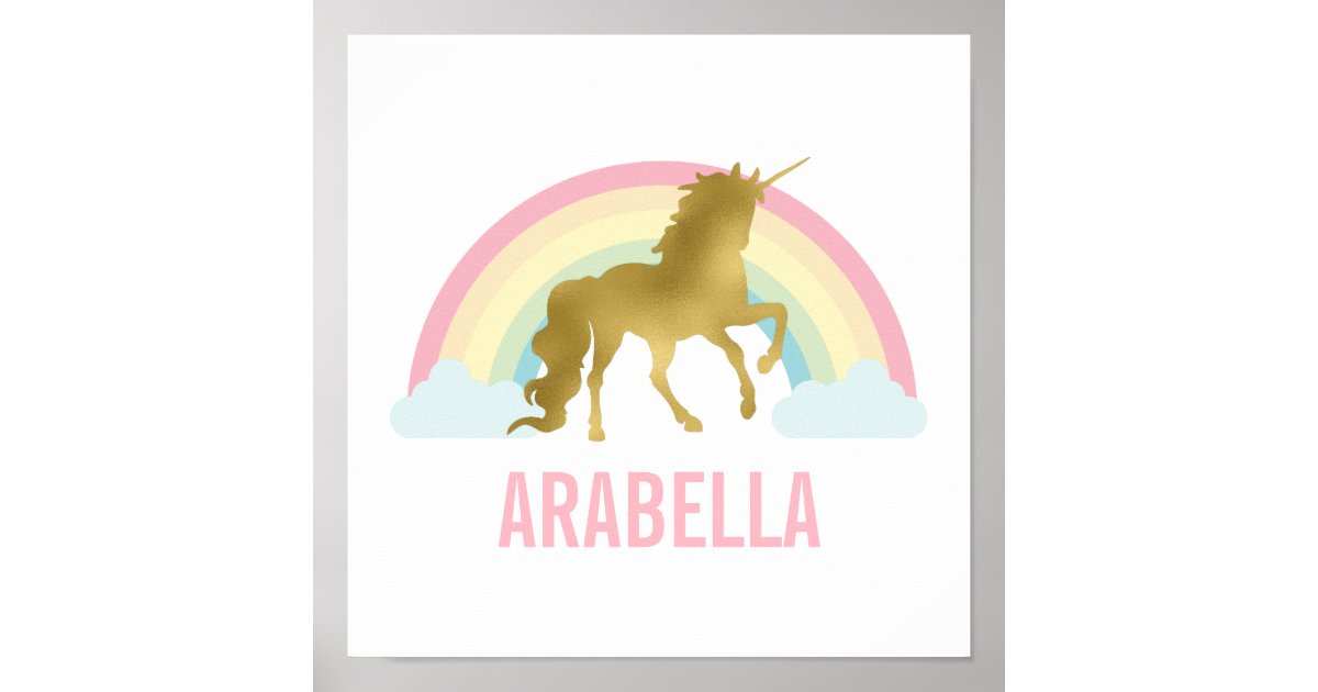 Cute Gold Unicorn Girl S Room Poster Zazzle Co Uk