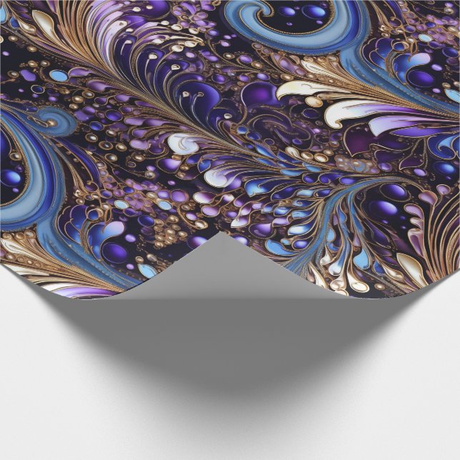 Cute Gold/Violet/Paisley Christmas Wrapping Paper (Corner)