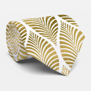 Cute gold white art deco pattern tie