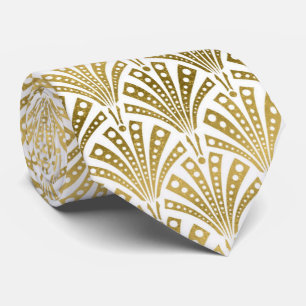 Cute gold white art deco pattern tie